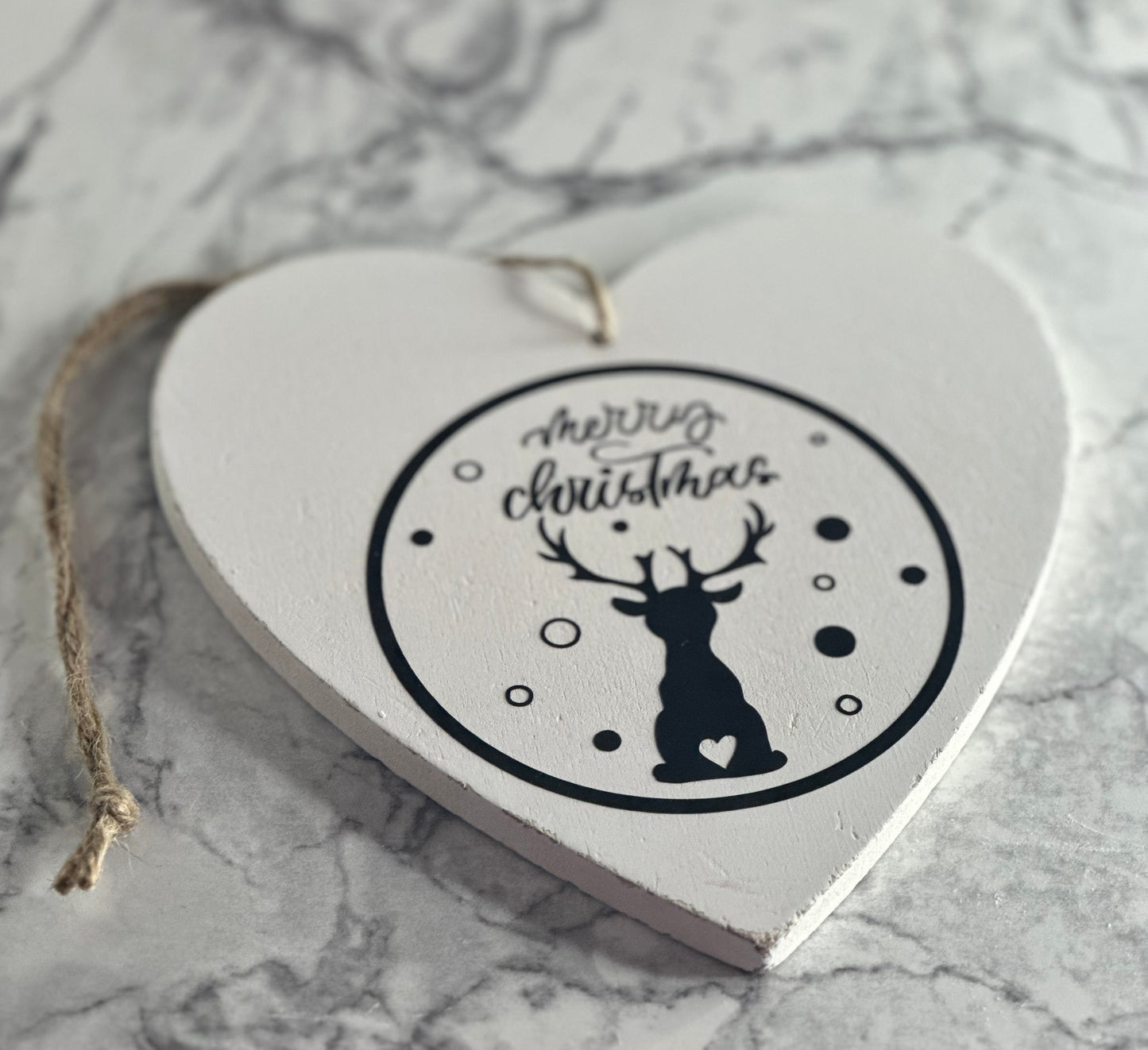 HOLZHERZ „RENNTIER MERRY CHRISTMAS“