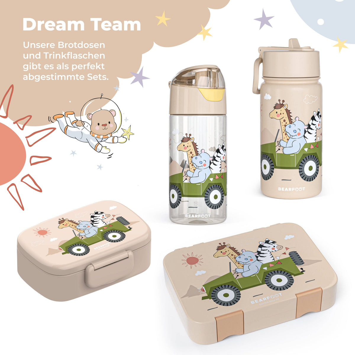 BEARFOOT Trinkflasche Kinder leichte Wasserflasche - Safari braun