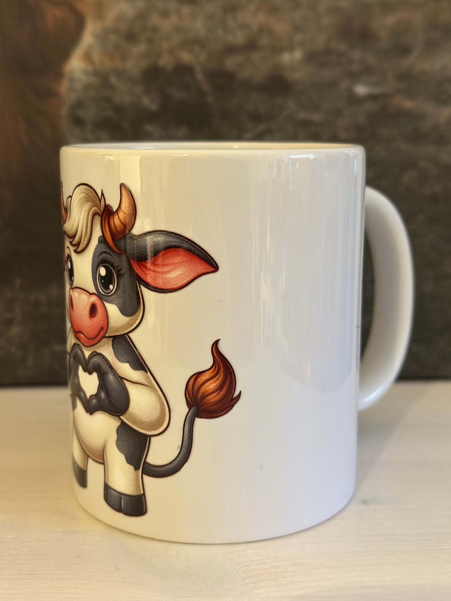 Tasse „Kuh mit Herz stehend „