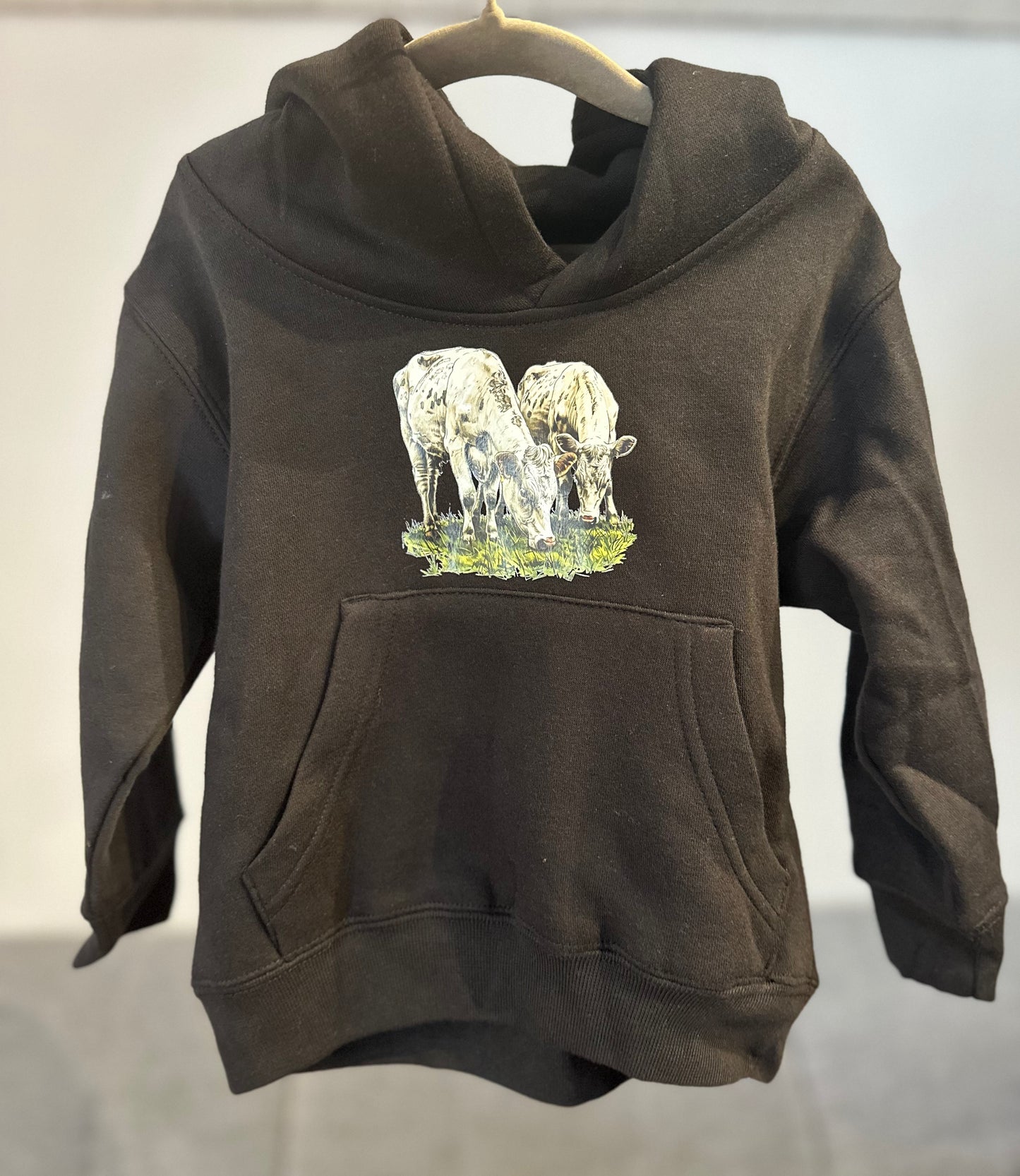 Kinderhoodie schwarz Gr. 92-98 „Charolaise Kühe“