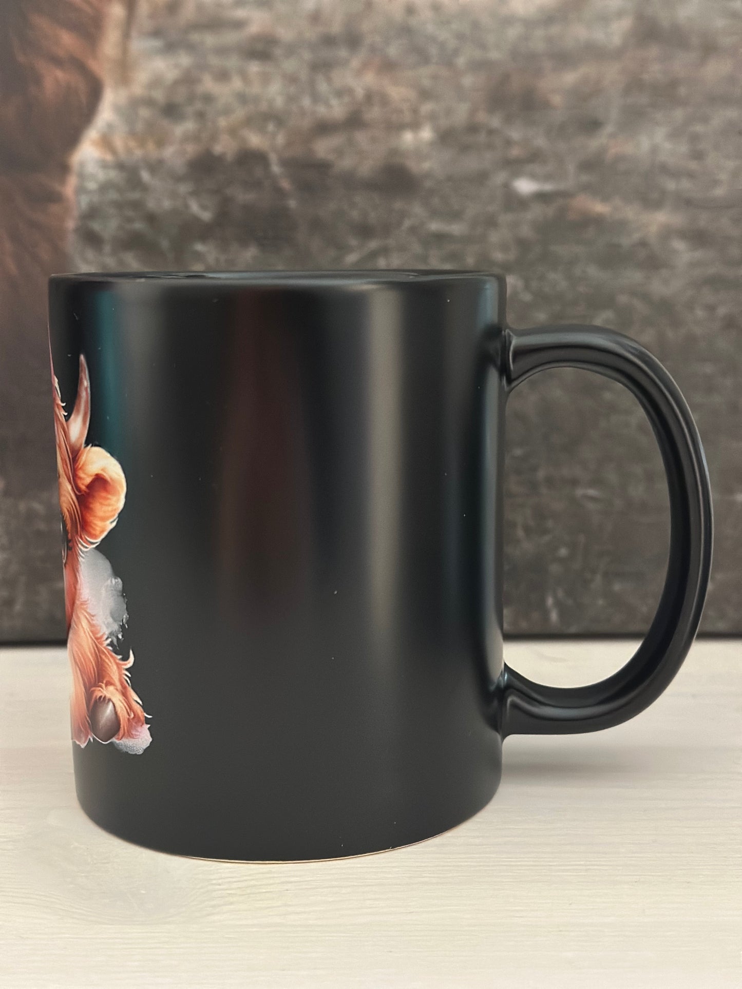 Tasse „Kuh mit pinker Schleife „ schwarz