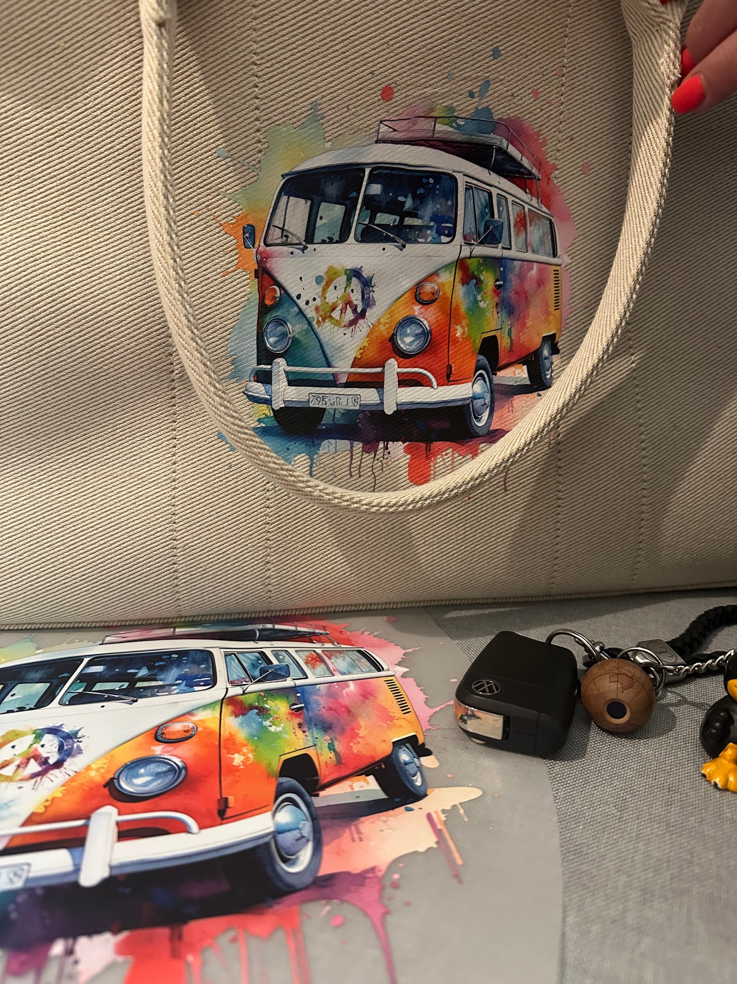 Handtasche „Creme“ mit Wunschmotiv