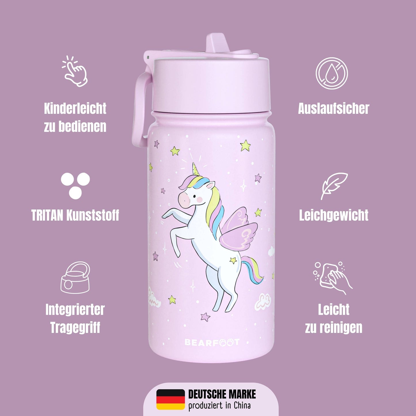 BEARFOOT Thermo Kinder Trinkflasche „Einhorn“