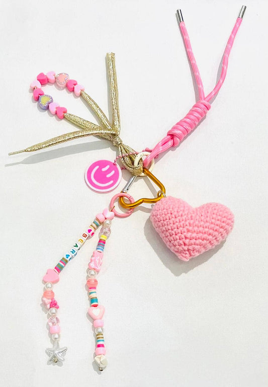 Taschen/Schlüsselanhänger „rosa Herz „