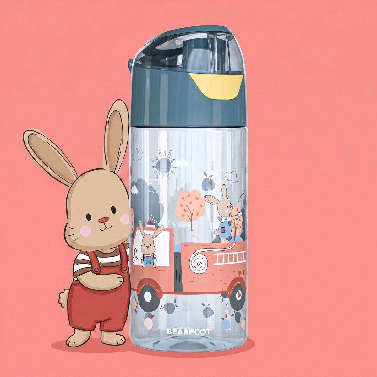BEARFOOT Trinkflasche Kinder, leichte Wasserflasche - Feuerwehr