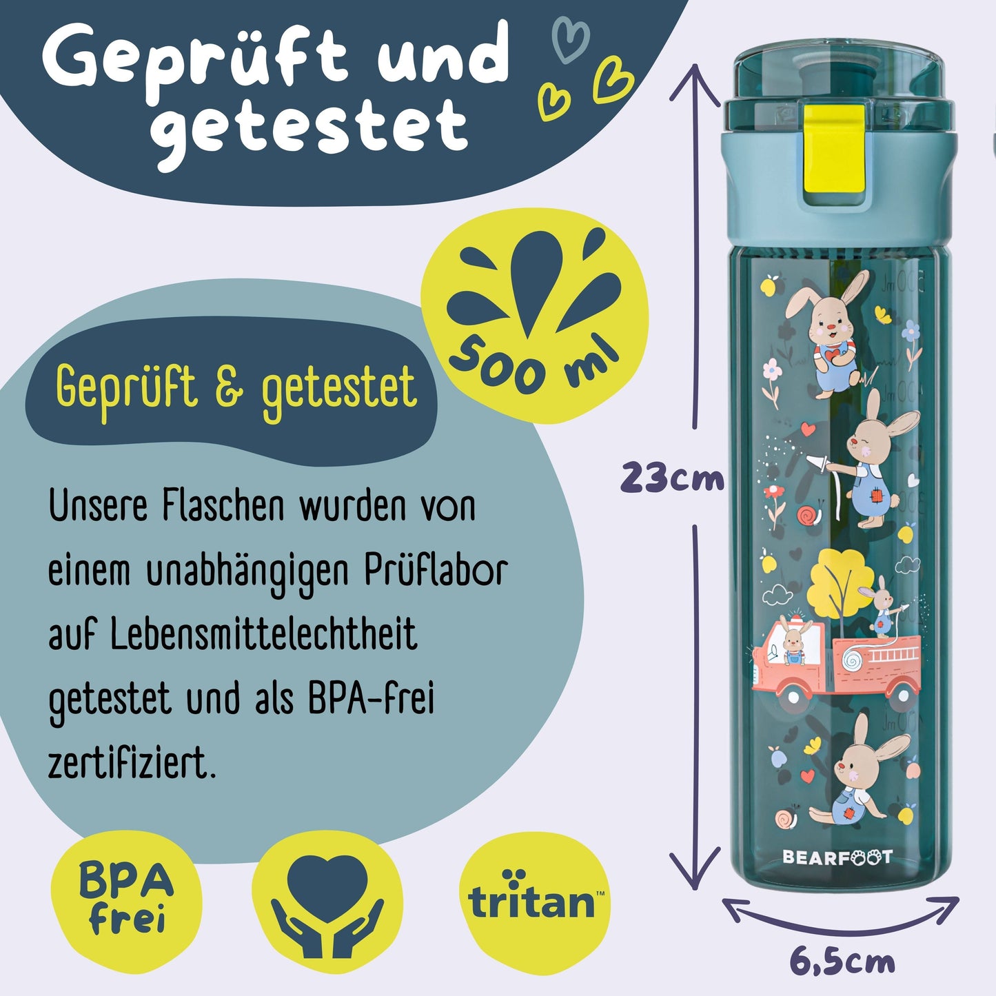 Trinkflasche Kinder, 500ml, leicht - Feuerwehr-blau