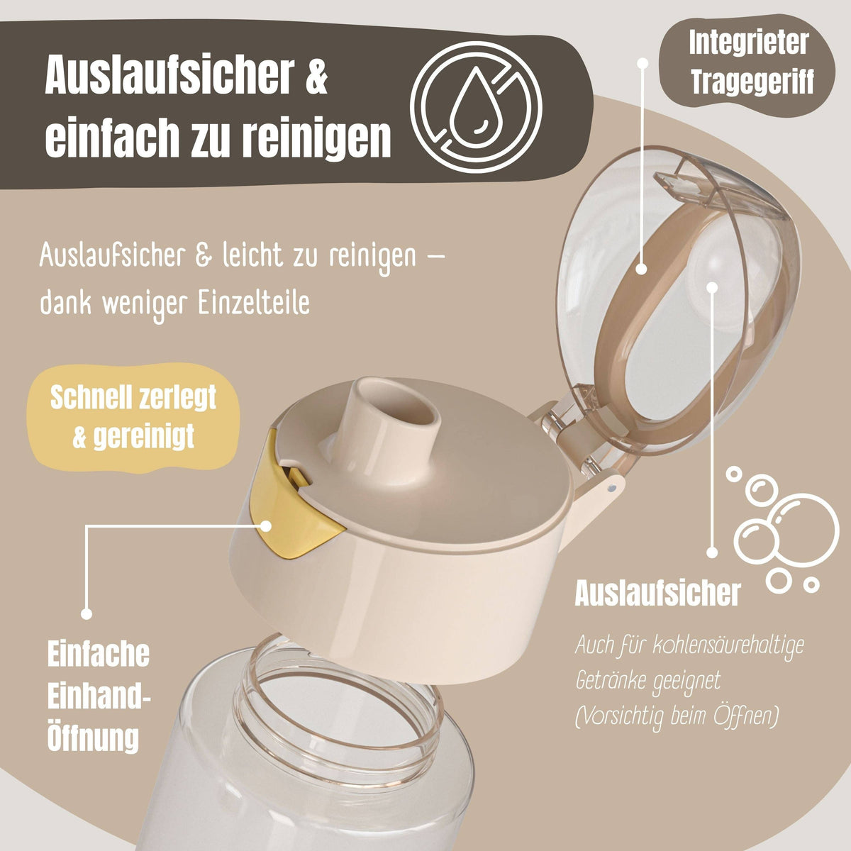 BEARFOOT Trinkflasche Kinder leichte Wasserflasche - Safari braun