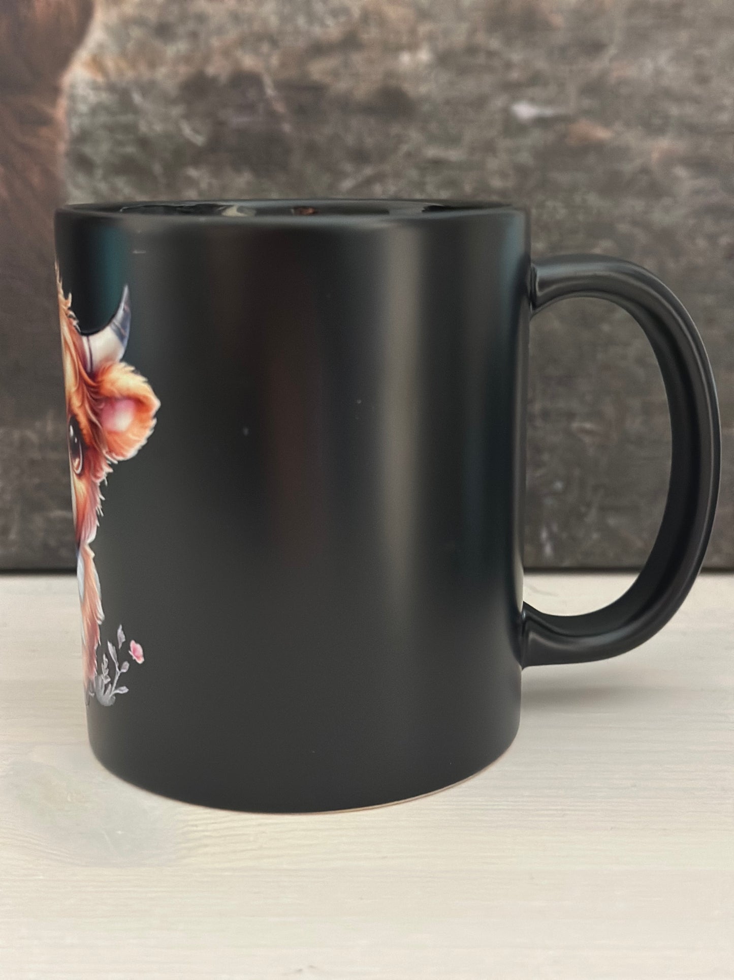 Tasse „Kuh mit blauer Schleife „ Schwarz