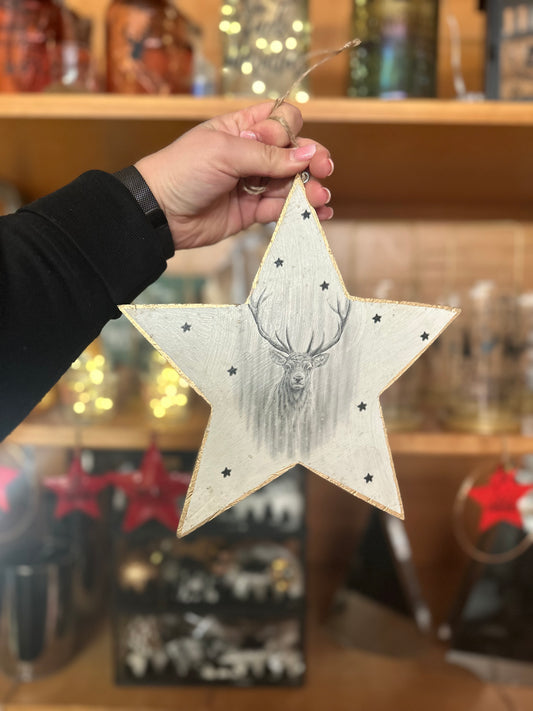 Holzstern groß „ Hirsch“