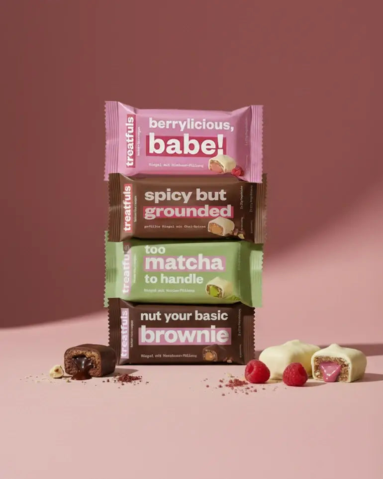 Treatfuls: Weiße Schoko Riegel mit Matcha Füllung bio + vegan