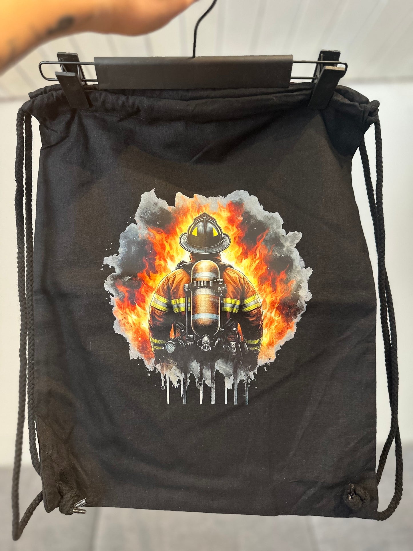 Turnbeutel schwarz "Feuerwehrmann"