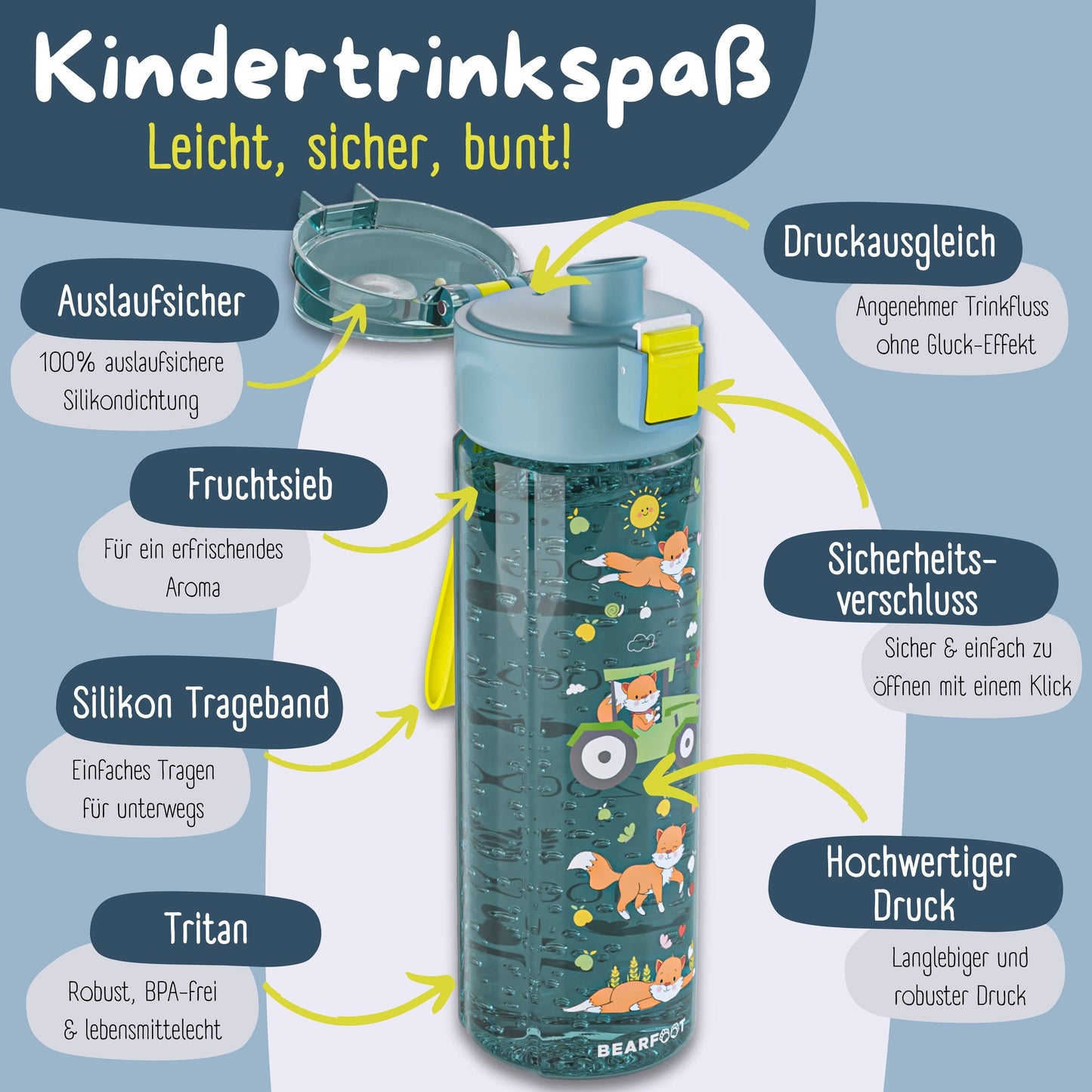 BEARFOOT Trinkflasche „Traktor-blau“