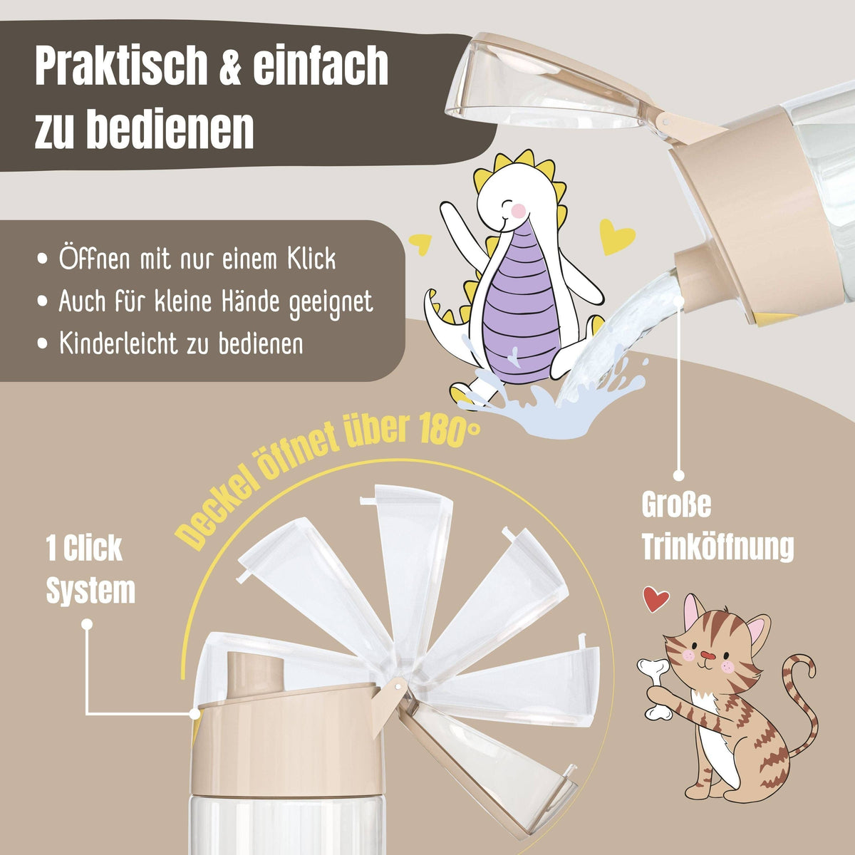 BEARFOOT Trinkflasche Kinder leichte Wasserflasche - Safari braun