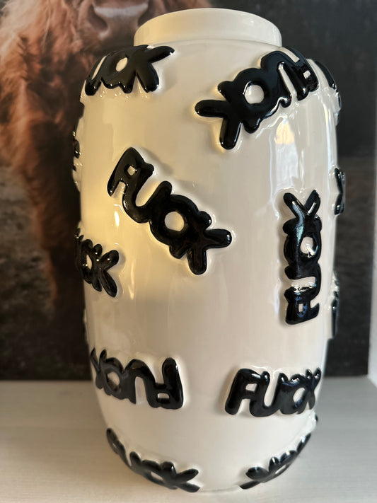 Vase „Fuck weiß/schwarz Groß „