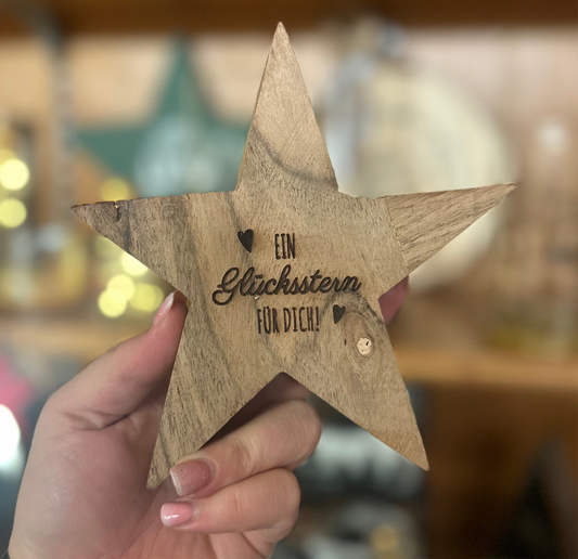 Holzstern „Ein Glücksstern für dich „