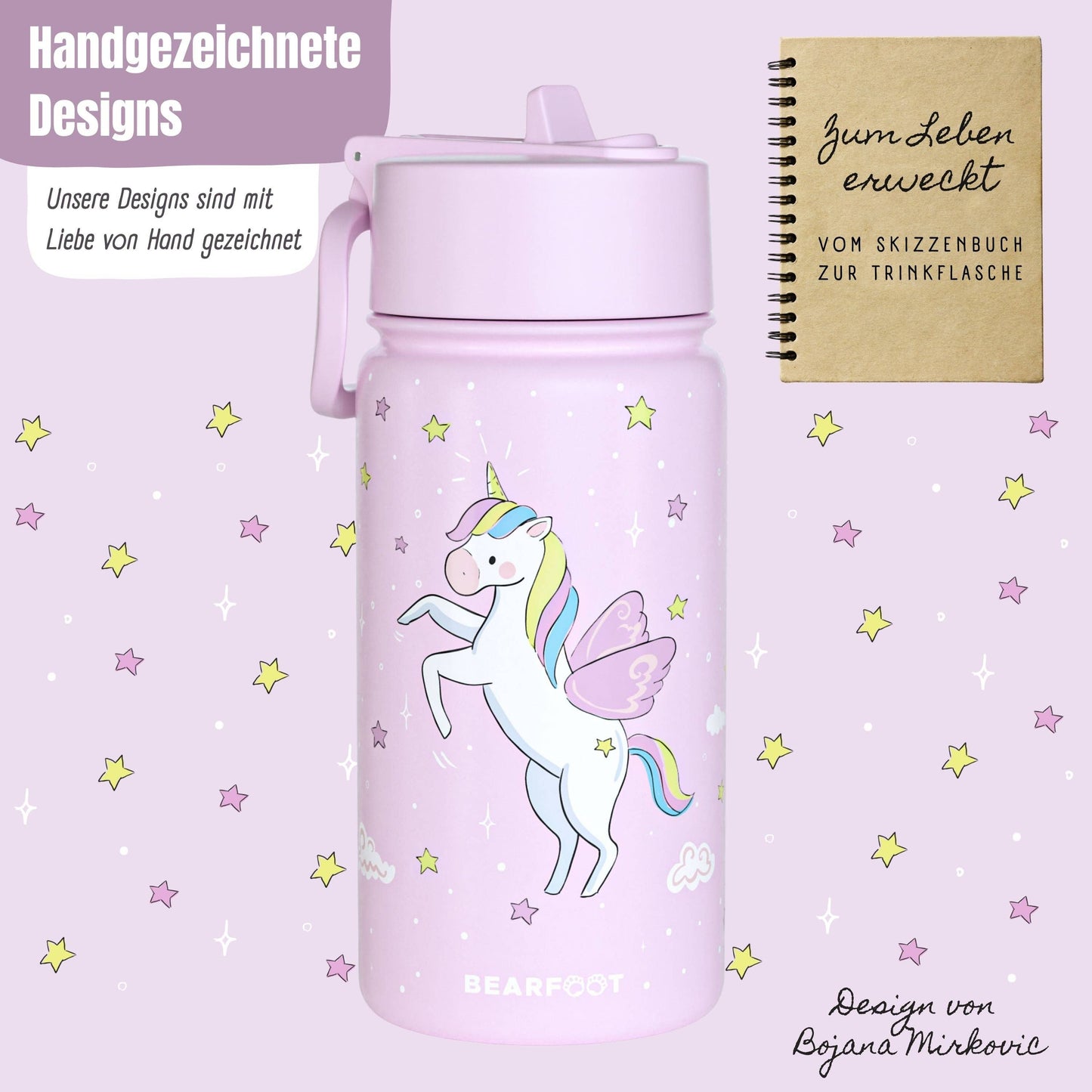 BEARFOOT Thermo Kinder Trinkflasche „Einhorn“