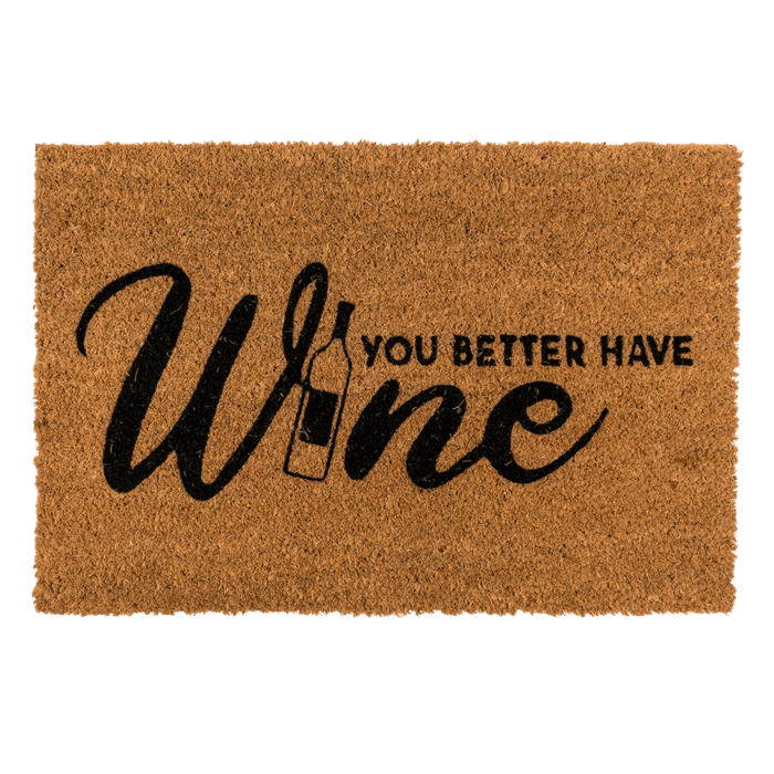 Fußmatte, du trinkst besser Wein