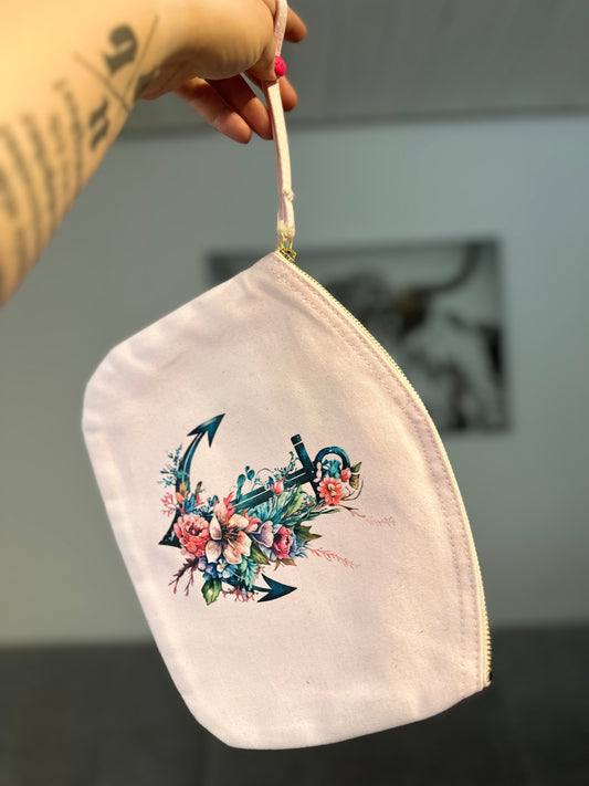 Canvas Täschchen Groß Rosa „Anker“