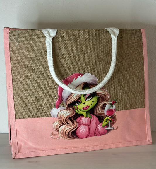 JUTETASCHE ROSA „LADY CHRISTMAS“
