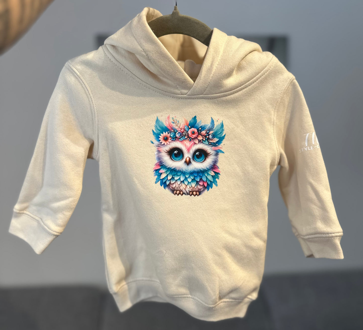 Kinderhoodie Creme Ge.66-67 „Eule“