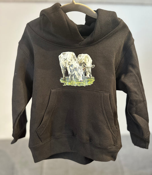Kinderhoodie schwarz Gr. 92-98 „Charolaise Kühe“