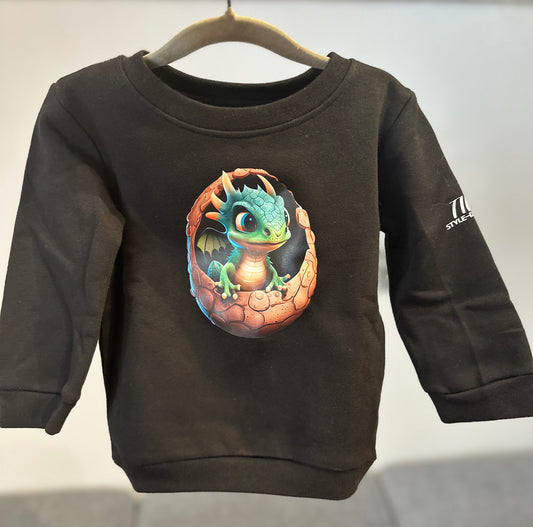 Kindersweater schwarz Gr. 86-93 „Drachenei“