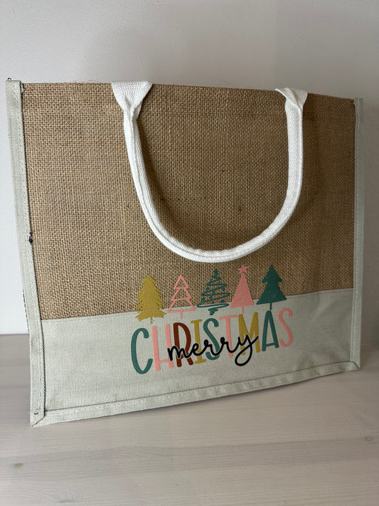 JUTETASCHE BEIGE „MERRY CHRISTMAS „