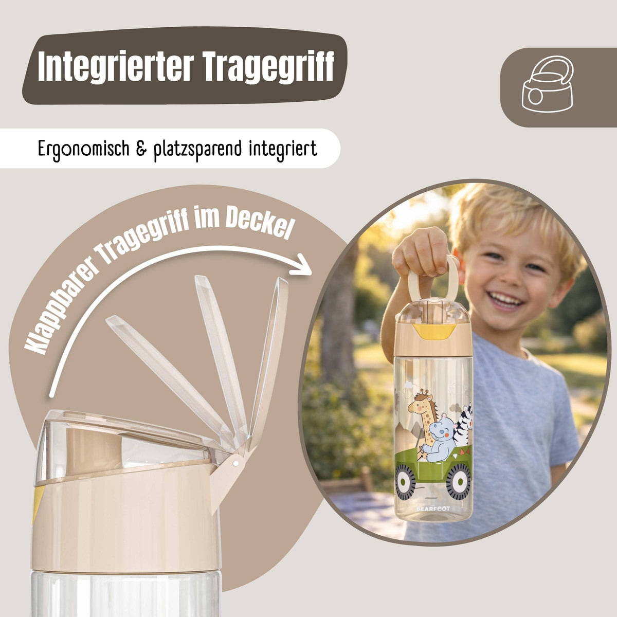 BEARFOOT Trinkflasche Kinder leichte Wasserflasche - Safari braun
