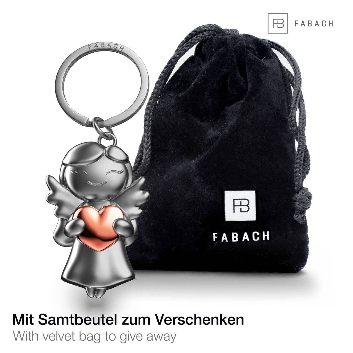 Schlüsselanhänger - Glücksengel mit Herz - Engel Glücksbringer: Roségold