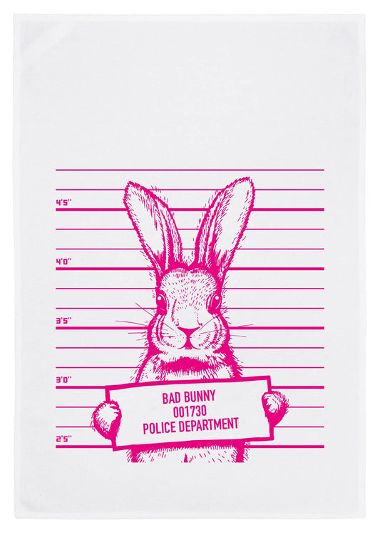 17;30 - Geschirrtuch weiß, Bad Bunny in Pink