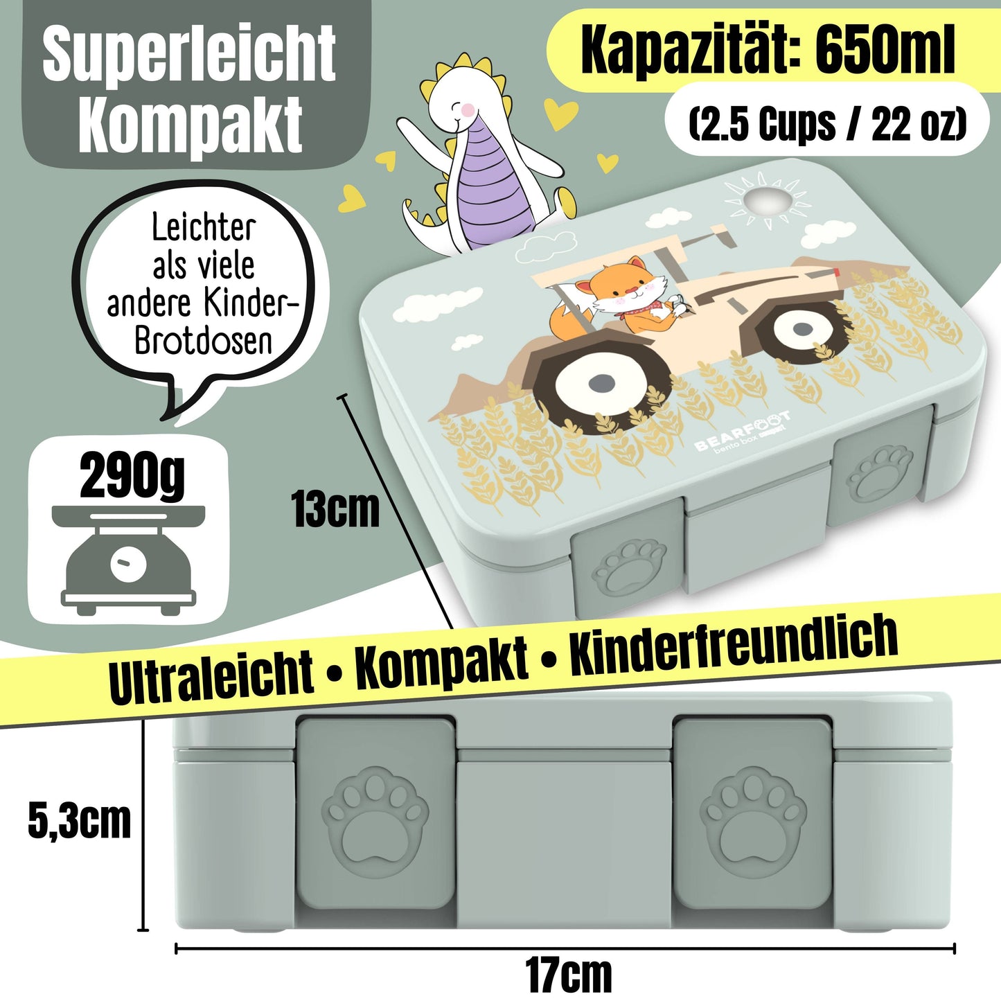 BEARFOOT Brotdose „Traktor Salbei“