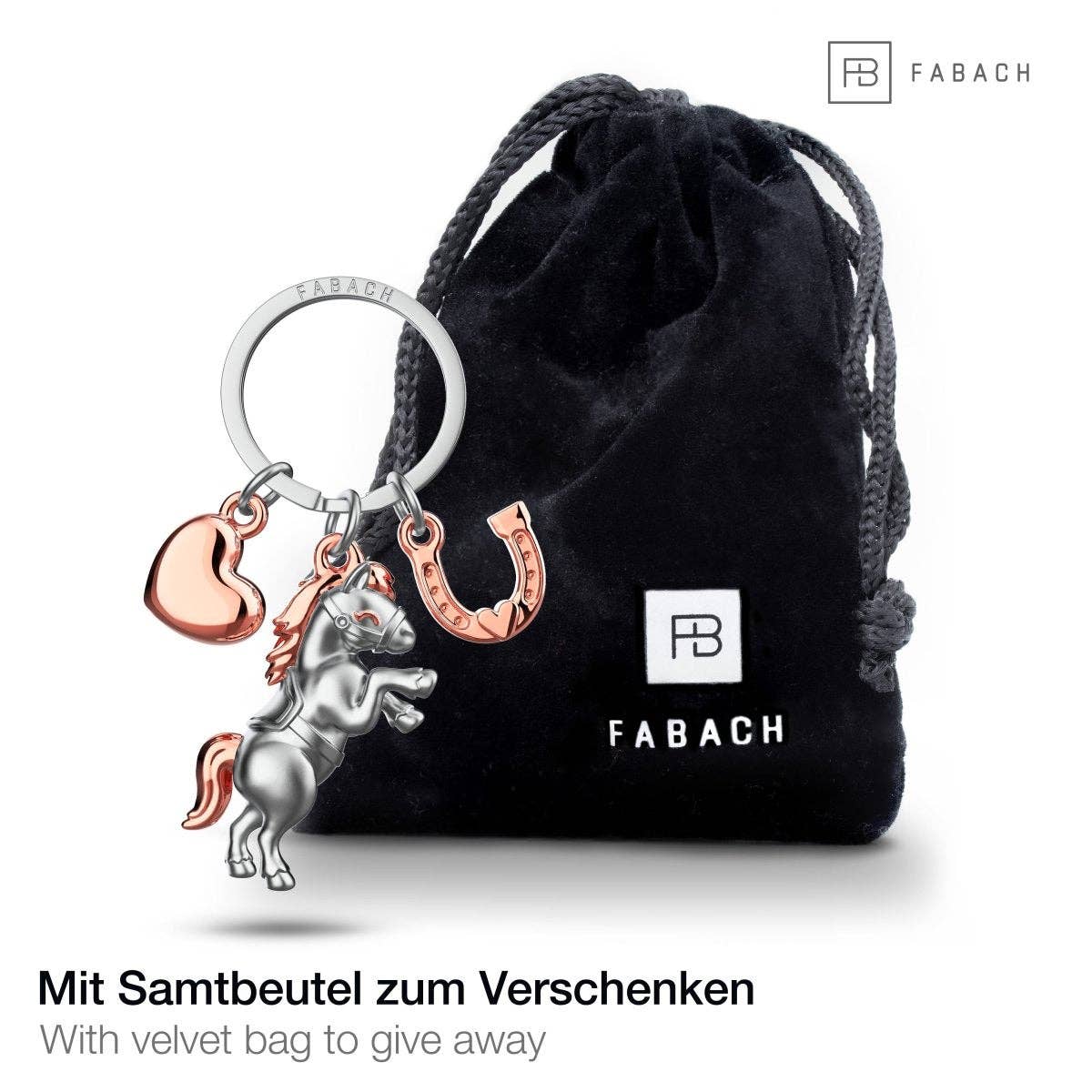 "Pony" Pferd Schlüsselanhänger mit Herz und Hufeisen