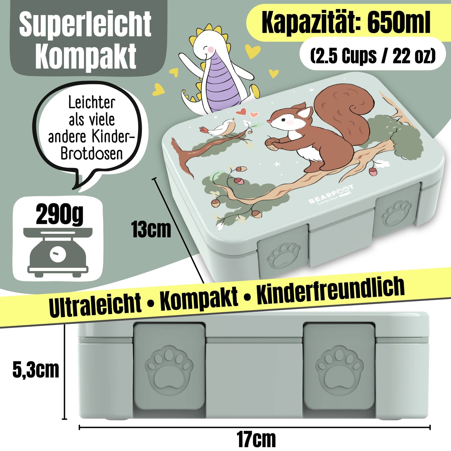 BESRFOOT Brotdose „Eichhörnchen Salbei“